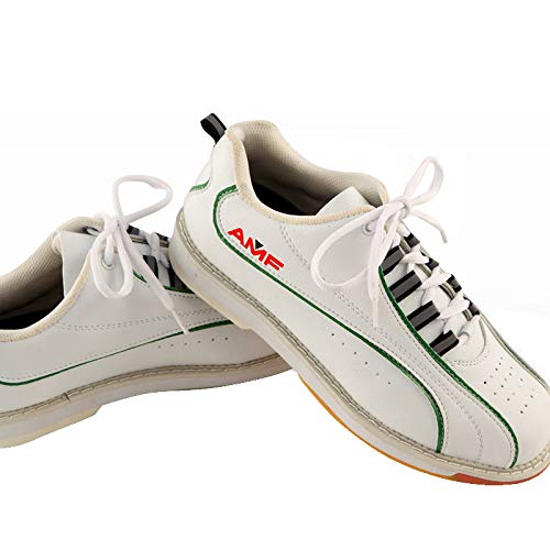 FJJLOVE Zapatos De Bolos para Hombre, Zapatillas De Bolos para Mujer, Antideslizantes, Ligeras, con Cordones, Zapatos De Bolos, Zapatillas De Bolos Transpirables Y Cómodas,Blanco,44