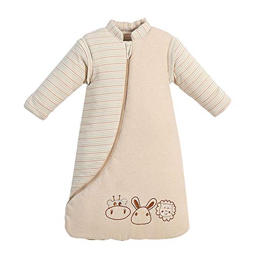 FREEDL Sacos de Dormir de Invierno para bebés Mangas Largas, Baby Swaddle Wrap Manta Envolvente Dos Cremalleras Evite patear la Colcha algodón Calidez Extra bebé 1-4 años 70-100cm Gris,70