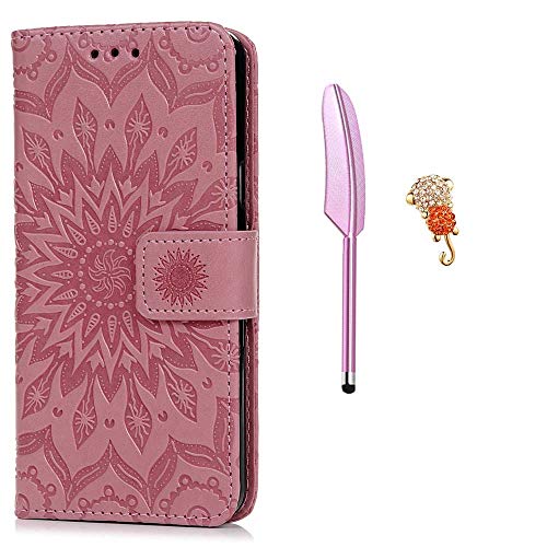 Funda para Samsung Galaxy A5 2016, Libro de Cuero Impresión de Suave PU Premium e Silicone TPU, Correa de mano, Soporte Plegable, Ranuras para Tarjetas y Billetera, Cierre Magnético Girasol rosado