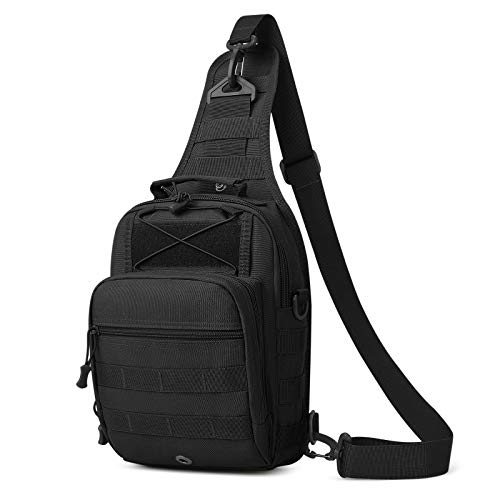 G-raphy Mochila Cruzada Hombre Bolsa de Hombro Bandolera Mochila de Pecho Estilo Militar Sling Mochila Frontal Bolso Messenger para Usar al Aire Libre Camping Ciclismo Excursionismo (Negro)