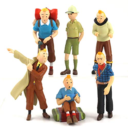 GaFedpu 6-9 cm 6 unids/Lote Las Aventuras de Tintín Figuras de acción exploradores de películas de Dibujos Animados estatuilla de estaño PVC Juguete de Modelos coleccionables