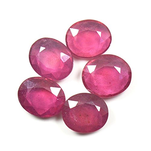 Gemsonclick Lote de rubíes Genuino con un Total de 35 Quilates, 5 pzas, Piedras Preciosas Sueltas, Piedra Natal de Julio, Corte Ovalado, curación de Chakra