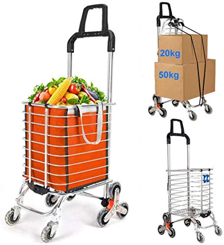 gengxinxin Durable Conveniente Peso Ligero Gran Capacidad Carro De Compra Fácil De Almacenar Trolley Plegable con Ruedas Delanteras Giratorio 360 ° Y Trasero para Escalar Capacidad 50kg Purple CC.