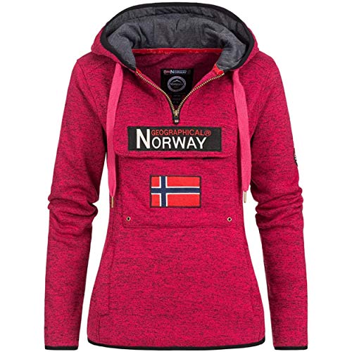 Geographical Norway UPCLASSICA Lady - Sudadera Capucha Bolsillos De Forro Polar Kangaroo - Sudadera De Manga Larga Y Cálida - Sudadera con Capucha Tops Sport (Rosa Flash XL)