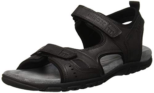 Geox Uomo Sandal Strada A, Sandalias con Punta Abierta Hombre, Negro (Black C9999), 42 EU