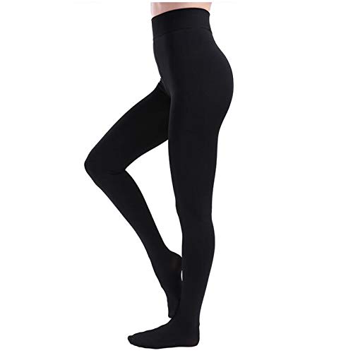 GIEADUN Otoño e invierno además de mallas de terciopelo grueso Mallas térmicas opacas para mujer Medias térmicas para mujeres mullido franela calient (L, Black)