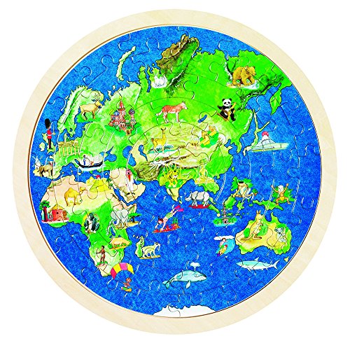 Goki- Puzzles de maderaPuzzles de maderaGOKIEncaje Bola del Mundo, Multicolor (1)