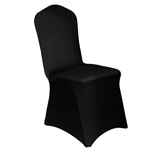 HAORUI Conjunto de Cubiertas Spandex Stretch Lycra Chair de 4 Modernas Fundas de poliéster Lycra Silla para Bodas Evento Aniversario Dinning Decoración(Un Paquete de 4, Negro)