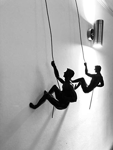 Haute Collage Duo de Rappel de Escalada en Bronce Adornos Colgantes Figuras Conjunto de Dos escaladores Wall-Art Colgante de Pared Hombre con Cable de Cuerda