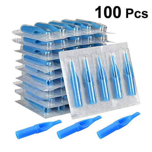 HEALIFTY Mezcla desechable punta de la boquilla del tatuaje profesional tatuaje boca de la aguja 100pcs (azul)