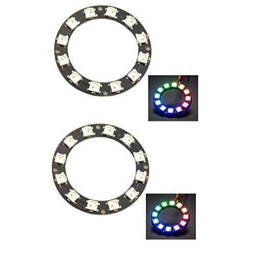 HiLetgo 2pcs WS2812 5050 RGB LED Ring 12 LEDs Power DC 4-7V RGB LED Ring for Arduino Raspberry Pi LED Display