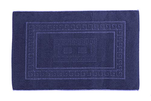 HomeLife – Alfombra de baño Rectangular de algodón – Alfombrilla para Ducha de Calidad Fabricada en Italia y Lavable en Lavadora – Estilo clásico y Elegante, Azul Oscuro, 60x90