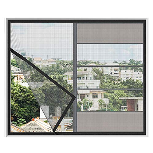 HTDG Mosquiteras para Ventanas A Medida Negro Ajustable Adhesiva Aluminio,Cortina Mosquitera Ventana,Antiinsectos Y Antimoscas,100x130cm(39x51inch)