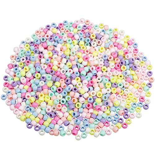 HUASUN Cuentas Pony 800pcs 8mm Cuentas Abalorios de Colores Abalorios Acrílico Granos de Espaciador, para Manualidades Bricolaje, Collar Joyas