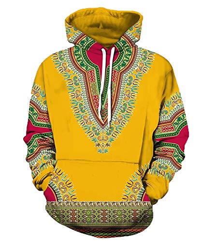 Huateng Sudaderas con Estampado Africano Dashiki 3D para Mujer para Hombre