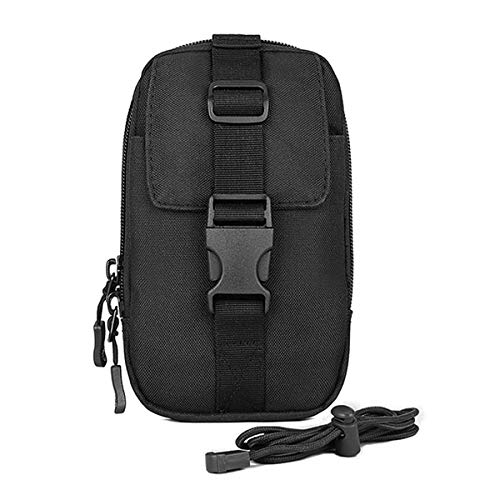 Huntvp Bolsa Táctical Cinturón Tool Pouch Impermeable Mochila de Hombro Molle Sistema Militar Múltiple Función para 5.5" Teléfono móvil Caza Correr Senderismo Ciclismo Camping, Negro