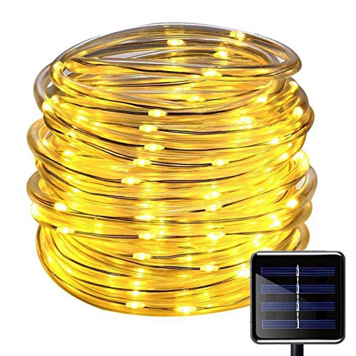 Ibely Solar Rope Lights,100 Leds 10M/32.8ft Waterproof Solar String Copper Wire Light,Outdoor Rope Lights for Garden Yard Path Fence Tree Wedding Party Decorative (Warm White)