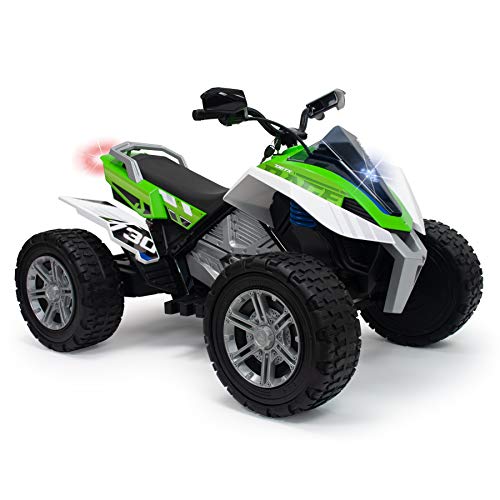 INJUSA – Quad Rage 24V Recomendado para Niños +6 Años con 2 Velocidades, Suspensiones y Luces Delanteras y Traseras, Color Verde