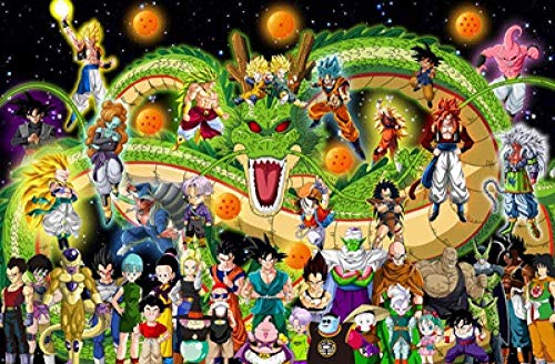 IUWAN Rompecabezas de Dragon Ball Rompecabezas 1000 Piezas, Rompecabezas de Madera para Adultos, Rompecabezas de Anime, Rompecabezas difíciles, interesantes Juguetes de 38 * 26 CM