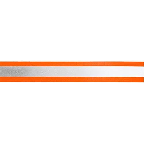 Jajasio Cinta reflectante de 25 mm de ancho para coser en 3 colores naranja y plateado, 05 metros