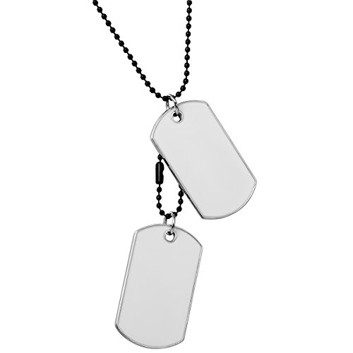 JewelryWe Collar de Perro, Dog Tag Estilo Militar, Collar Personalizado con Colgante de Placas Pulidas Doble, Disponible para Grabar Su Propio Mensaje, Hombre/Mujer