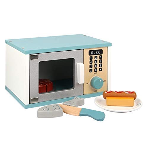 JIACUO Kitchen Pretend Play Toy Simulación Horno de microondas de Madera Juguete Educativo temprano