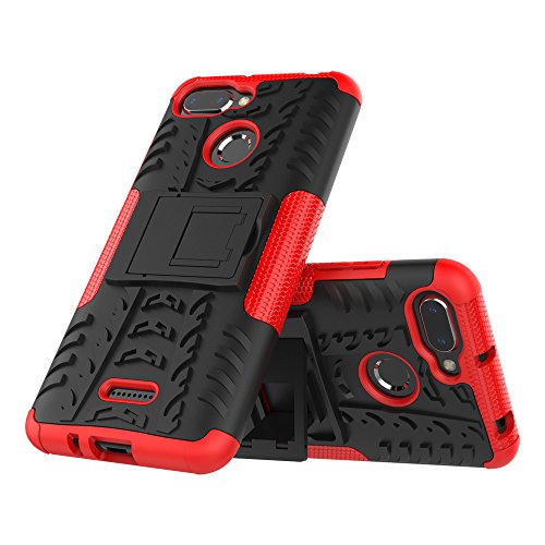 JMstore Funda Compatible con Xiaomi Redmi 6A +Pantalla Vidrio Templado Combinación A Prueba Choques Carcasa móviles(Rojo)