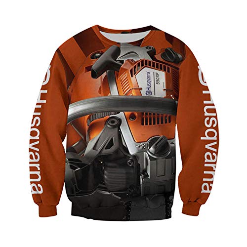 JUANFAQI Moda Unisex 3D Impresión Completa Hermosa Motosierra Herramienta Sudadera con Capucha Sudadera con Capucha y Cremallera Black M