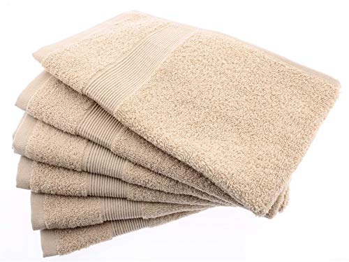 Juego de 6 Toallas de Mano Lavabo Capuchino 100% Algodón de 550g/ m² para Baño, Manos, Cara, Gimnasio Peliquerias y SPA - Dimensiones 30 cm x 50 cm [Fabricado en Portugal]