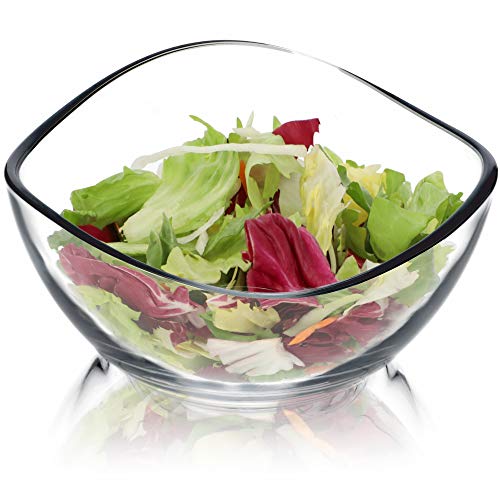 KADAX Cuenco de cristal, cuenco con bordes ondulados, ensaladera con base reforzada, cuenco de postre, cuenco de cristal, ensaladera (17 cm de diámetro, 1 unidad)