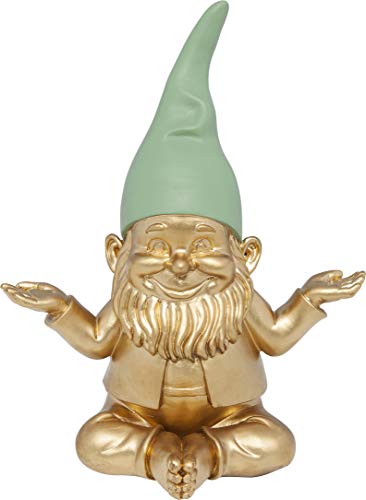 KARE MC - Figura Decorativa (19 cm), diseño de Enano meditando, Color Dorado y Verde