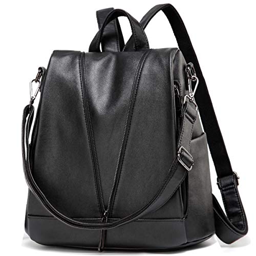 Kasgo Bolso Mochila Mujer, Antirrobo Mochilas Escolar de Moda Impermeable Bolsos Mochila Piel PU Gran Capacidad Bolsa de Hombro para Chicas Damas Adolescente de Viajes Compras Trabajo Negro