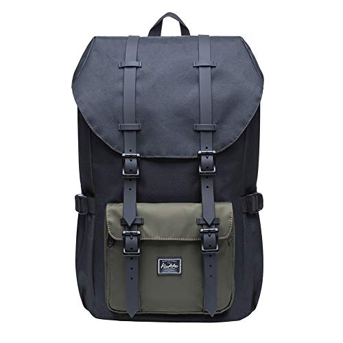 KAUKKO Mochilas Tipo Casual Compartimento para 15" Portátil 22 litros (Negro y Verde-5)