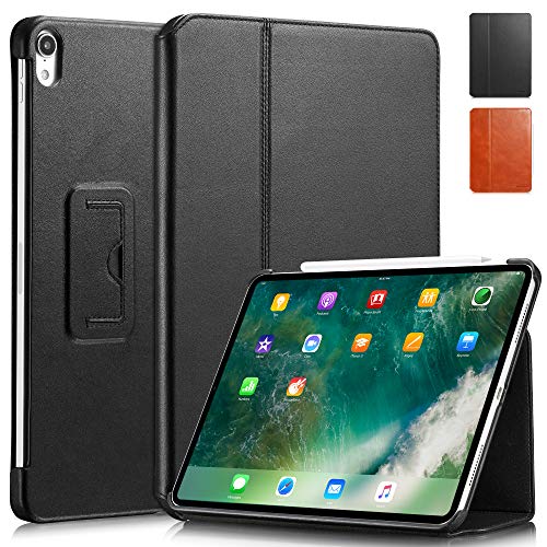 KAVAJ Funda iPad Pro 12.9" Negra Berlin Apple iPad 12.9" Funda para iPad Pro 2018 de Piel de Vaca Genuina con Soporte para ángulos de visión y Alarma Automática/Función de Espera