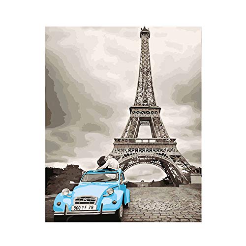 Kit de regalo de pintura al óleo para manualidades, pintura digital para adultos, principiantes y niños, pintura digital para la decoración de interiores (Torre Eiffel)