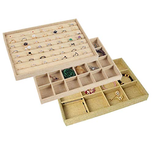 Kitchenmore Organizador de Joyas para Cajones Anillos Cajon Bandeja Joyas Pendientes Terciopelo Extraíbles Gran Capacidad de Joyería, Negro