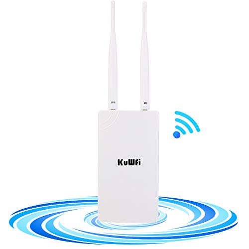 KuWFi Enrutador WiFi 4G SIM, Router inalámbrico CPE inalámbrico al Aire Libre Antenas Dobles de Alta Ganancia con Ranura para Tarjeta SIM Compatibilidad con Cat 4 Se Utiliza en la cámara de monitoreo