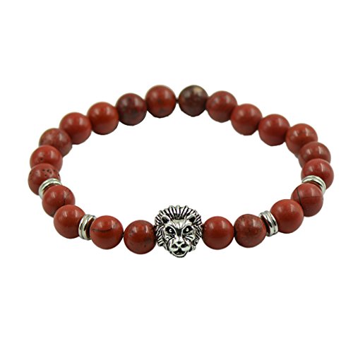 La Moda Jaspe Rojo Tibetano Pulsera De Plata La Cabeza del Leopardo del Grano del Espaciador Naturales