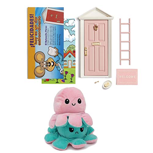 LA PUERTA MÁGICA Ratoncito Pérez Rosa + Pulpo Reversible - Regalo Ideal caída del Diente (Rosa)