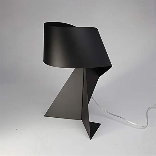 Lámpara De Mesa De Hierro De Origami Art Lámpara De Cabecera De Dormitorio LED, Estilo Simple E27 Lámpara De Mesa De Dormitorio De 16 Pulgadas con Boca De Tornillo Estándar, 5 Colores(Color:Negro)