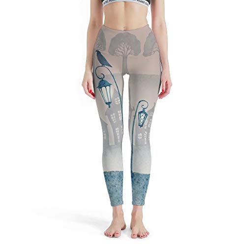 Leggings de yoga para mujer, diseño de árbol, farolillos, pantalones de yoga, cintura alta, clásicos, pantalones de yoga blanco S