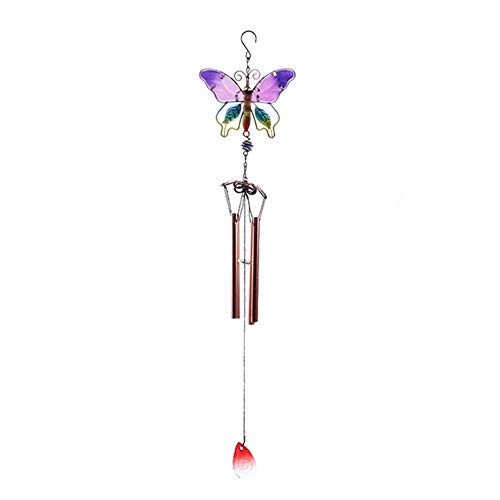 libelyef Carillón De Viento Mariposa De Metal Hecha A Mano Tubo De Carillón De Viento Colgante Vidrio Pintado Joyas Carillón De Viento Tubo De Aluminio para Jardín, Decoración De La Habitación