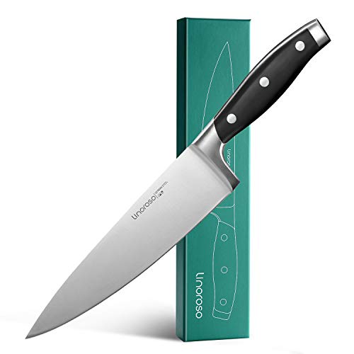 linoroso Cuchillo de Cocina de 8'' - Cuchillo de Cocina alemán de Acero Inoxidable con Alto Contenido de Carbono Forjado Ultra Afilado - Serie clásica