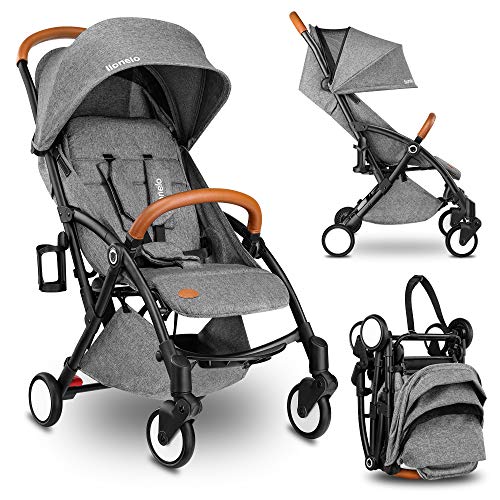 Lionelo Julie Carrito 48,5 x 84 x 101 cm Para menores hasta 22kg 0-48M Regulación del respaldo Plegado sencillo Ruedas resistentes con amortizadores Gris y Negro