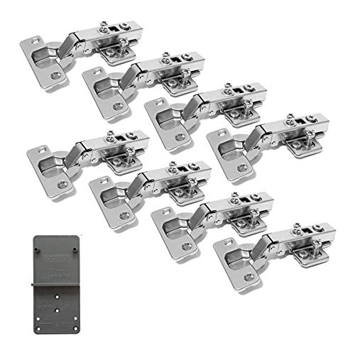 LOOTICH 110 Grado Totalmente Solapado 35mm Soft Close Bisagras de Clip con Amortiguación Bisagra con Suave Cierre para Puerta de Mueble Armario de Cocina 8 Pcs