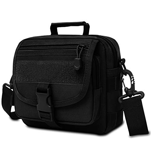 Lotisie Bolso Bandolera Hombre Pequeñas Bolsos de Oxford Messenger Bag para Colegio Bolsa de Lona Universidad Libro Bolsos Originales Bolsas de Viaje Sport Bag, Negro