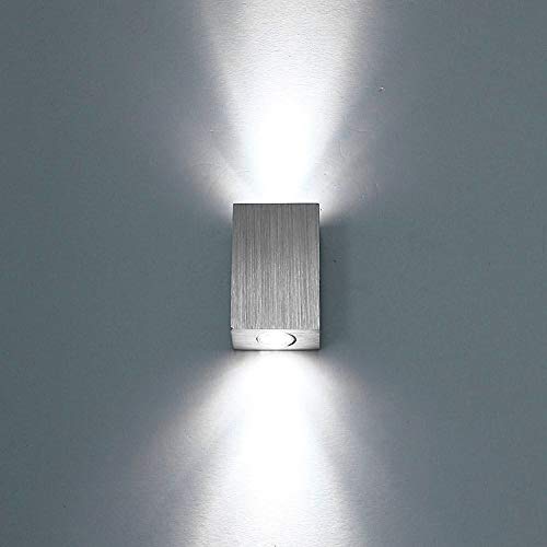 Louvra Apliques de Pared Lámpara de Pared en Moda de Puro Aluminio 2 LED 6 W, Iluminación de Pasillo, Entrada, Dormitorio, Decoración Hogar, Blanco Frío