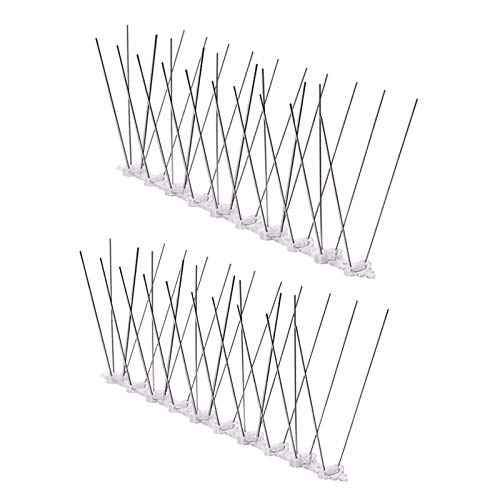 LWXCHE06 Pinchos Antipalomas Acero Inoxidable Púas Antiaves Sistema Antipalomas Púas Antipalomas Picos de Defensa de PáJaros para Control de Aves Palomas 25 cm Transparent 2 Piezas