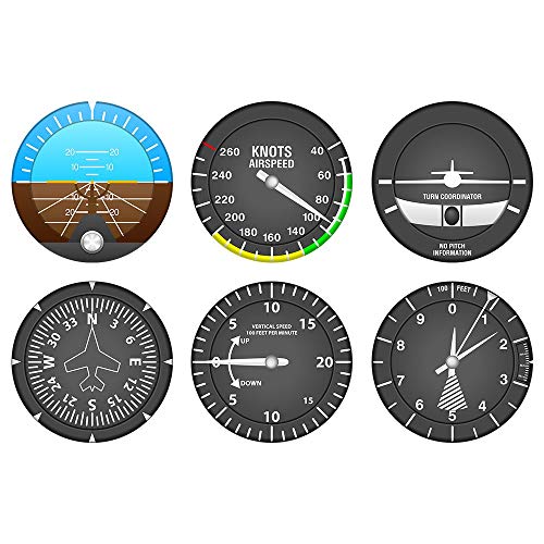 Manyao Conjunto de 6 Posavasos de Instrumentos de Aviones Instrumentos de Vuelo Modernos Cóctel Conjunto de montañas Navigator Home Bar Decor Aviator Pilot Regalo