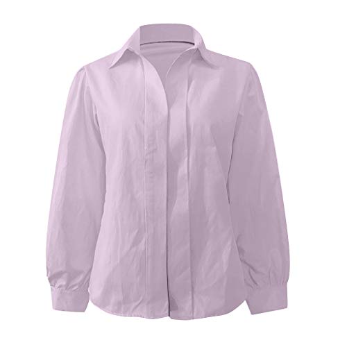 Marxways Camisa de moda clásica con diseño de pliegues y cuello vuelto. morado XXXXXL